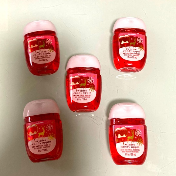 Bath and Body Works Winter Candy Apple PocketBac 5 Pack Antibacterial Hand Gel - Picture 1 of 2